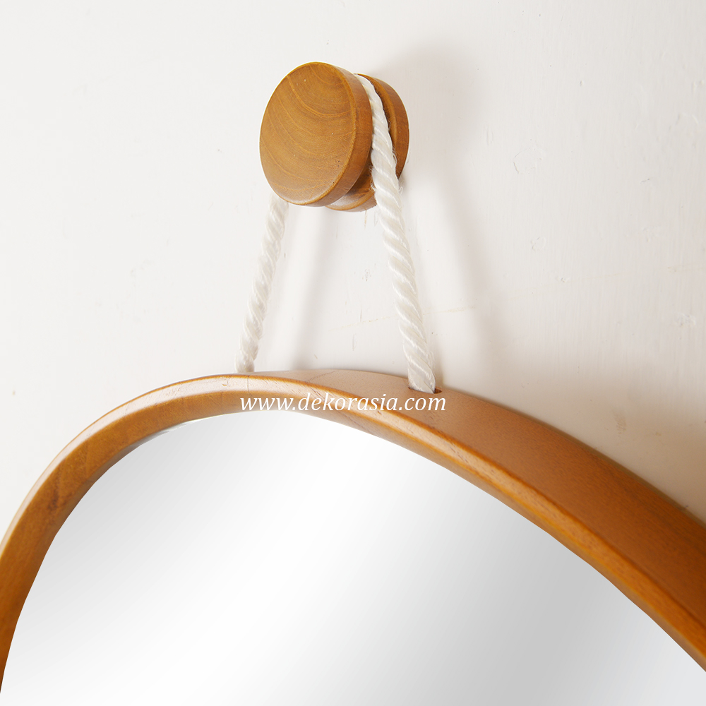 Natural Round Mirror Decorative, Wall Mirror Home Decoration, Wood Frame Mirror - Image 4