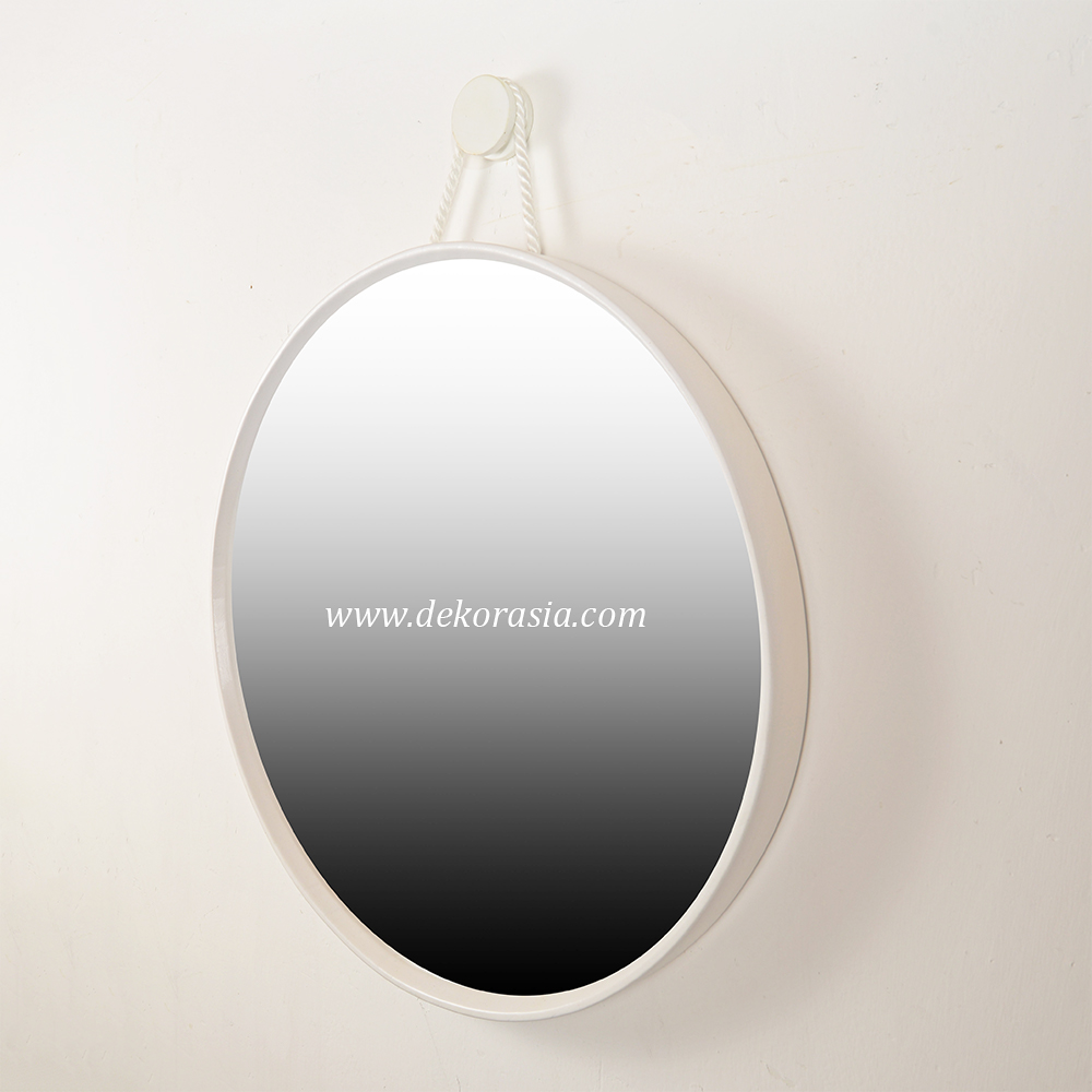 White Round Mirror Wall Decor, Wooden Frame Mirror, Natural Wood Mirrors - Image 3