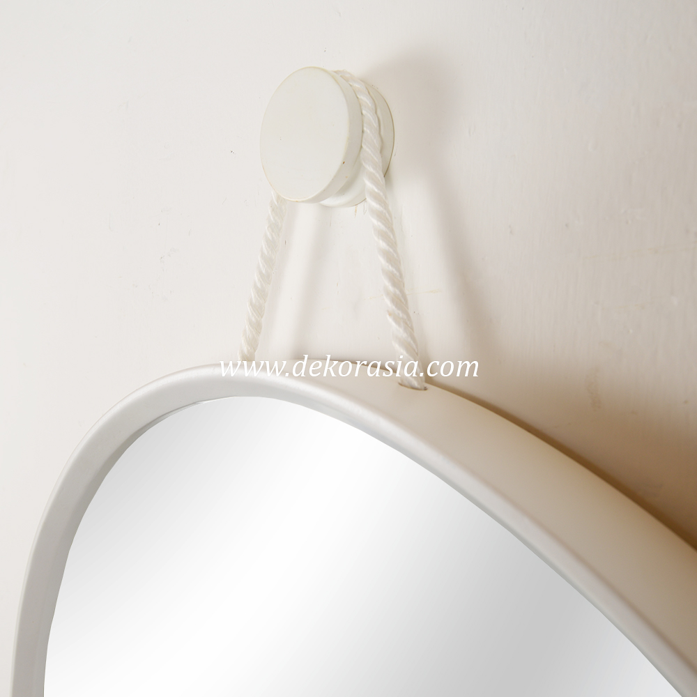 White Round Mirror Wall Decor, Wooden Frame Mirror, Natural Wood Mirrors - Image 4