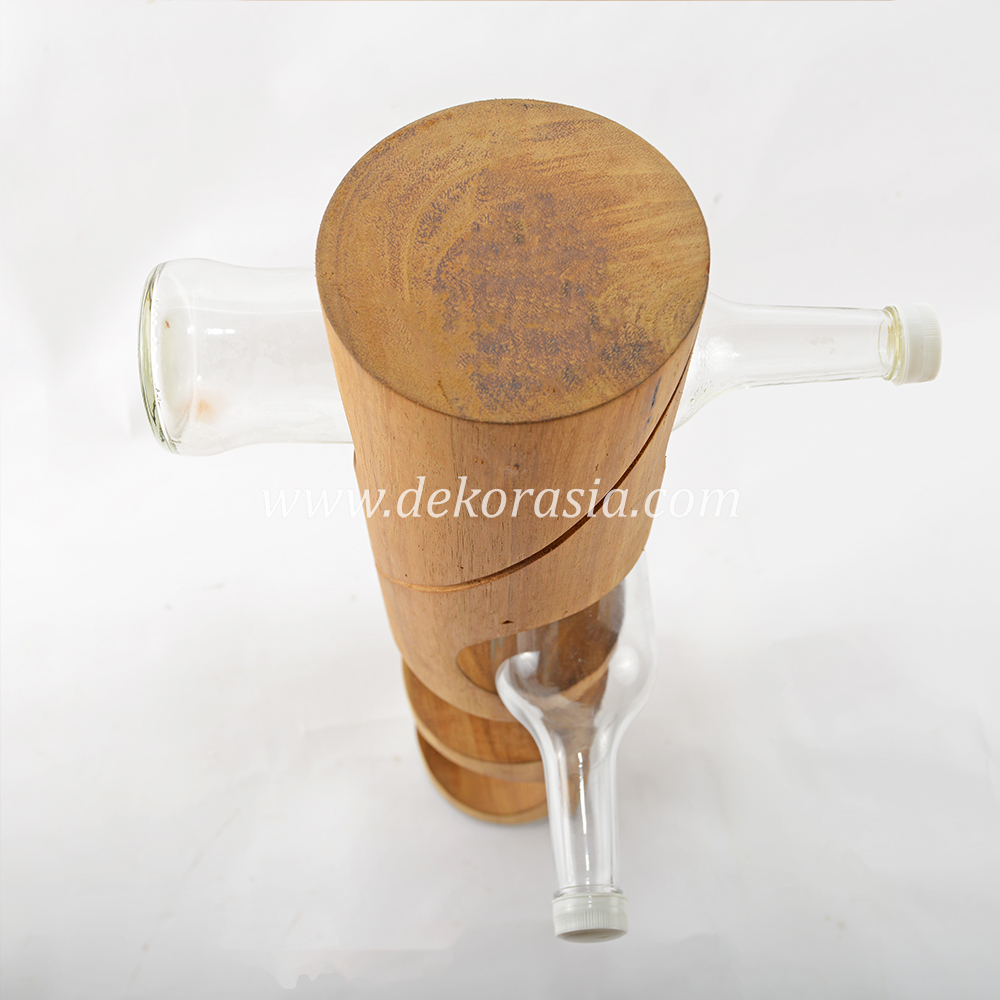Round Wine Holder, 4 Bottle Wine Rack, Natural Wooden Wine Rack Storage - Image 4
