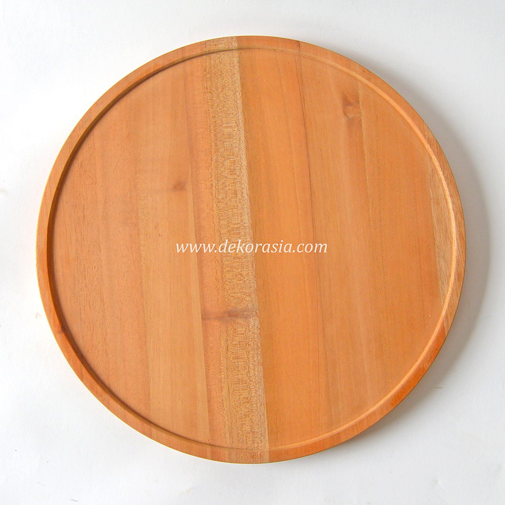 Natural Round Wooden Tray Dinnerware Plate For Serving Fruit - Image 1