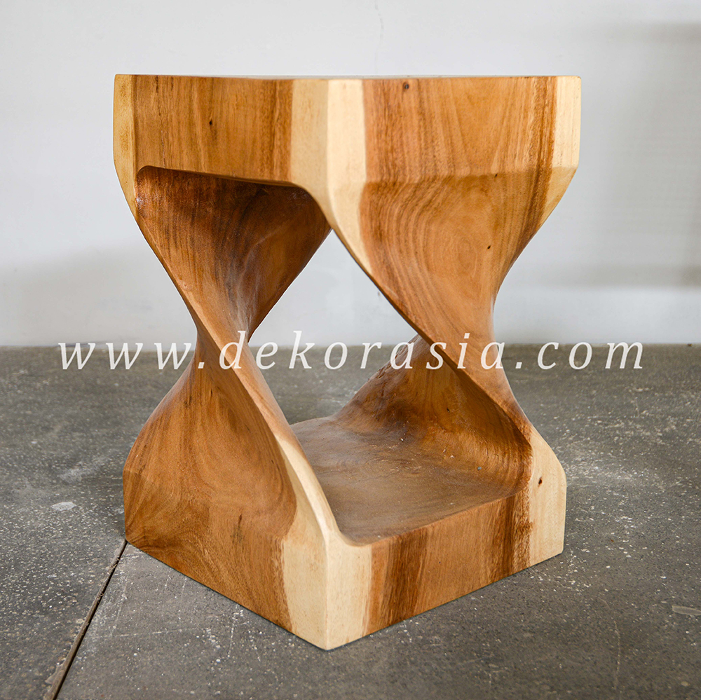 Square Single Twist Wooden Stool for Home Furniture - Image 3