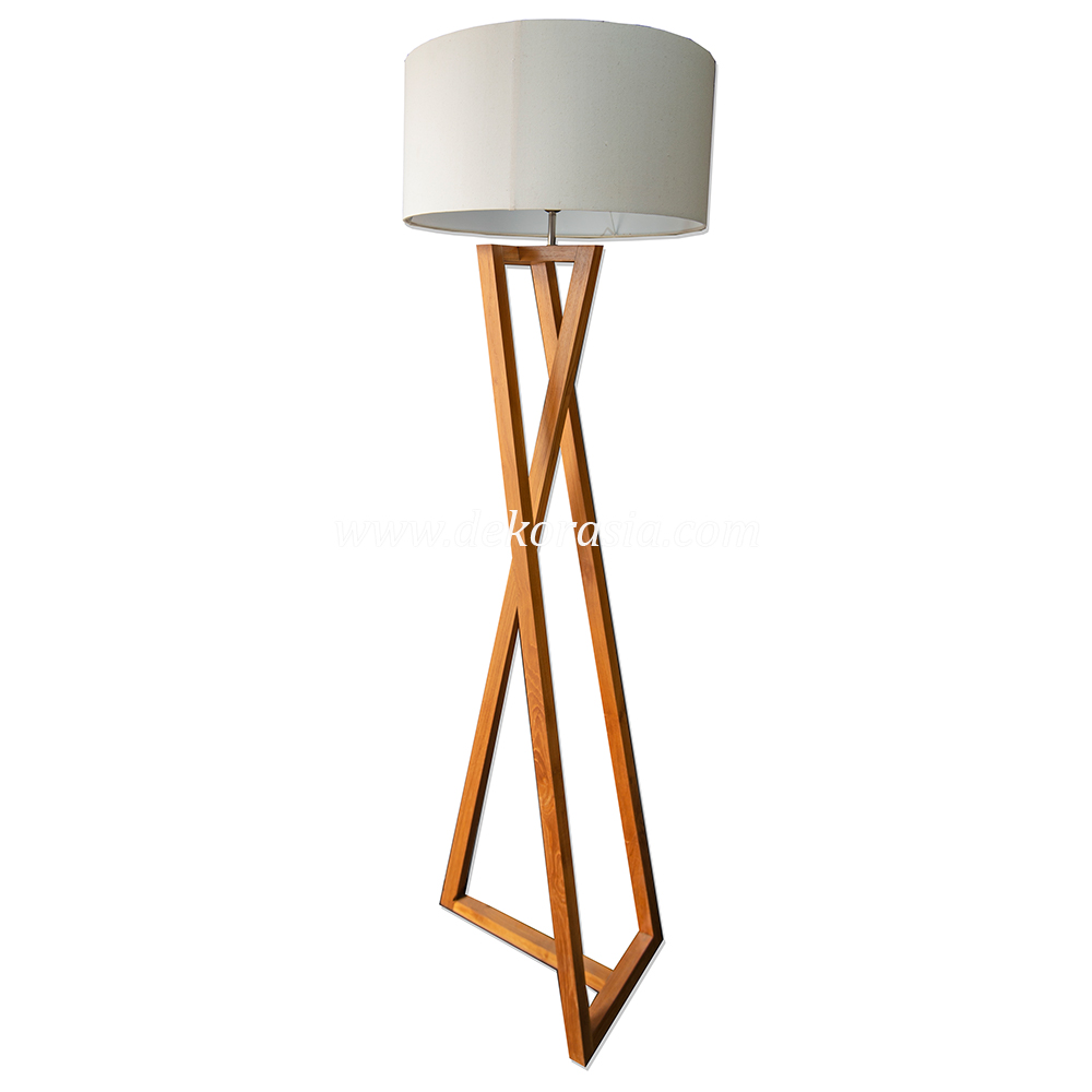 Standing Zigzag Lamp with Round Cap, Wooden Lamp Decorative