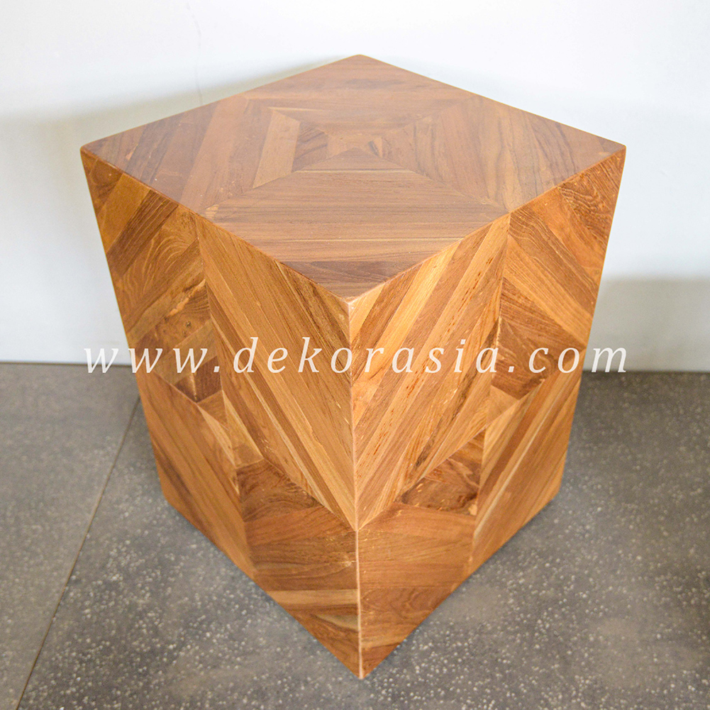 Teak Barn Stool with Rubber Feet - Wooden Stools - Image 1