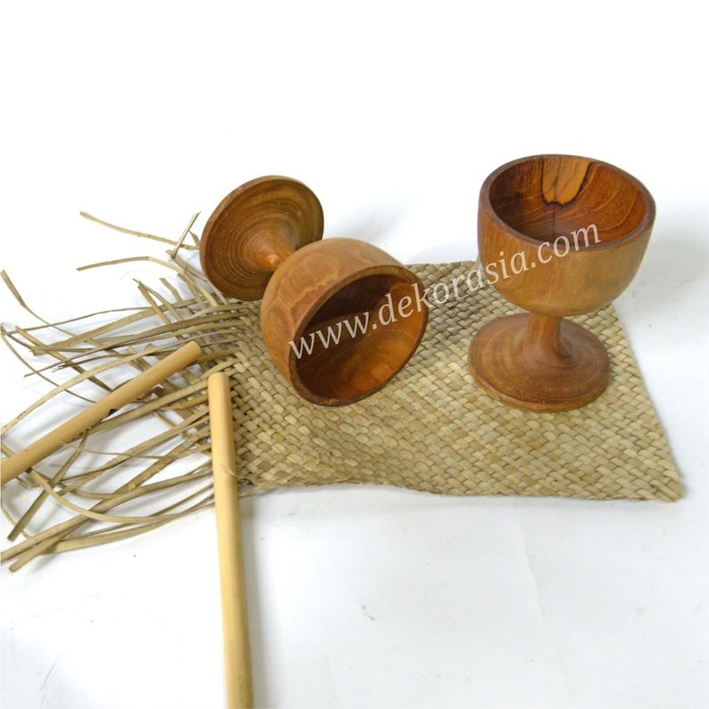 Teak Wine Goblet Diameter 3 Inches x Height 4 to 4.8 inches, Teak Wood Kitchenware - Image 2
