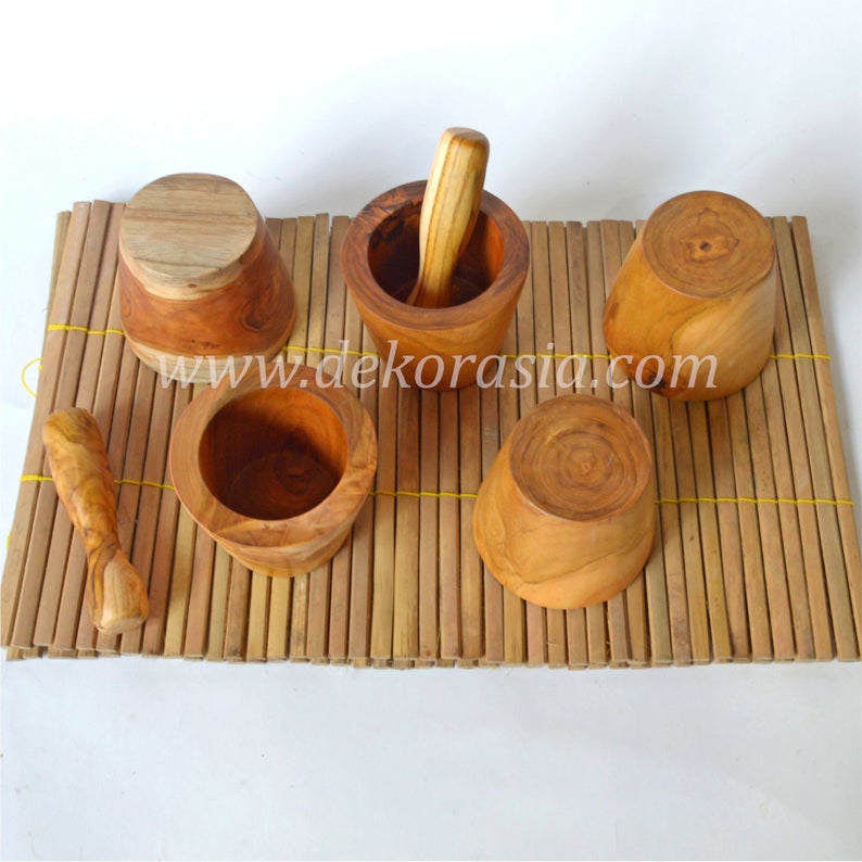 Teak Wood Mortar Size Dia 4.2 to 6 Inches, Natural Teak Mortar - Image 2