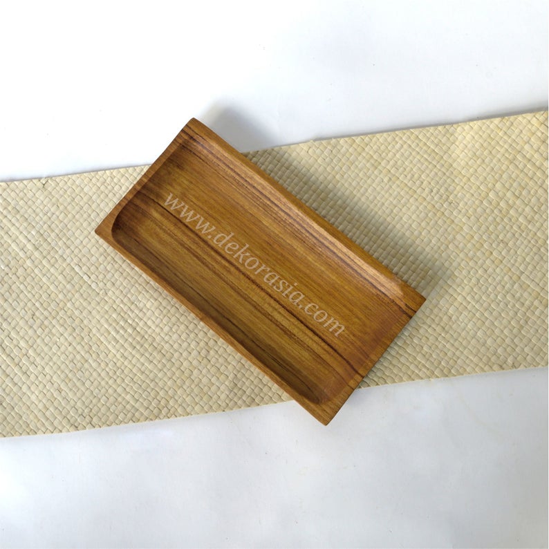 Natural Teak Wood Rectangle Tray, Dinnerware Set Dishes and Trays - Image 1