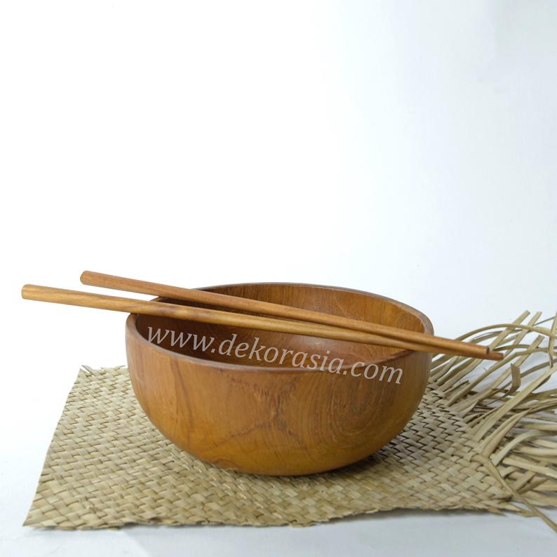 Teak Wood Round Bowl Dish Serving Dessert, Wood Bowls Kitchenware - Image 1