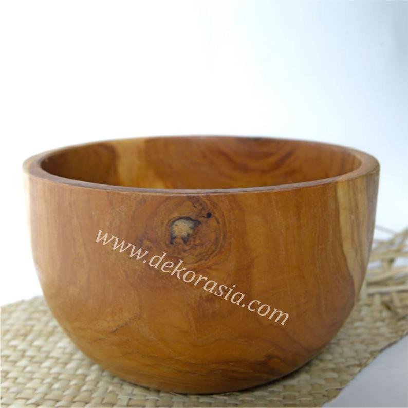 Teak Bowls Kitchenware, Teak Wood Round Bowl Dish Serving Size Dia 6.7 inches - Image 4