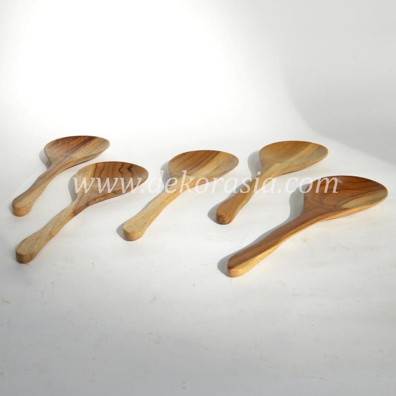 Teak Wood Round Wooden Rice Ladle Spoon - 9.1 inches length | Kitchenware - Image 3