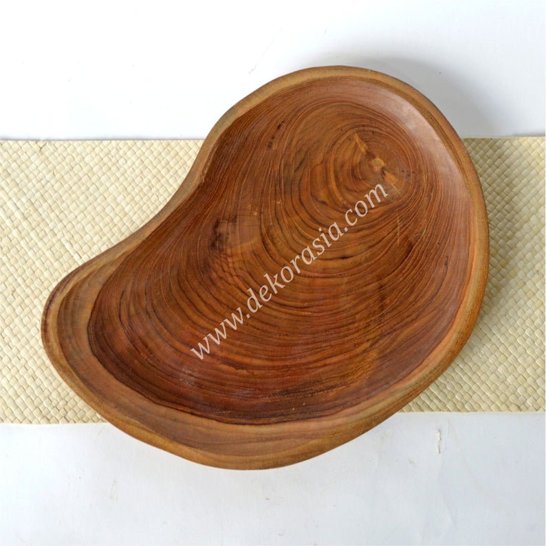 Teak Wood Tray Natural Shape Diameter 12 Inches, Dinnerware Set Dishes & Trays - Image 3