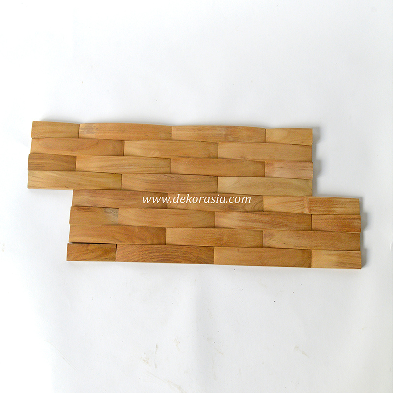 Wood Wall Wave Teak, Natural Wood Wall Cladding for Decoration - Image 1