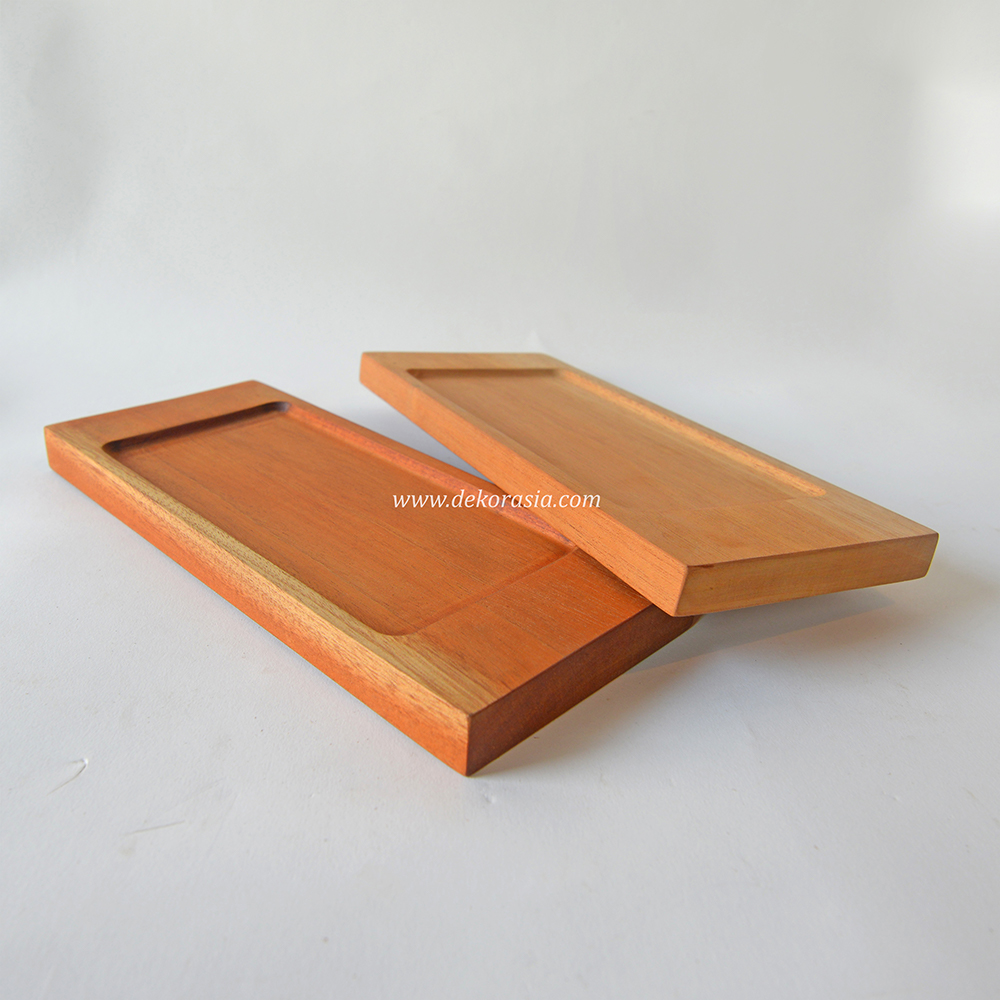 Natural Wood Tray, Rectangular Wood Serving Tray for Fruit, Snack, Dessert - Image 2