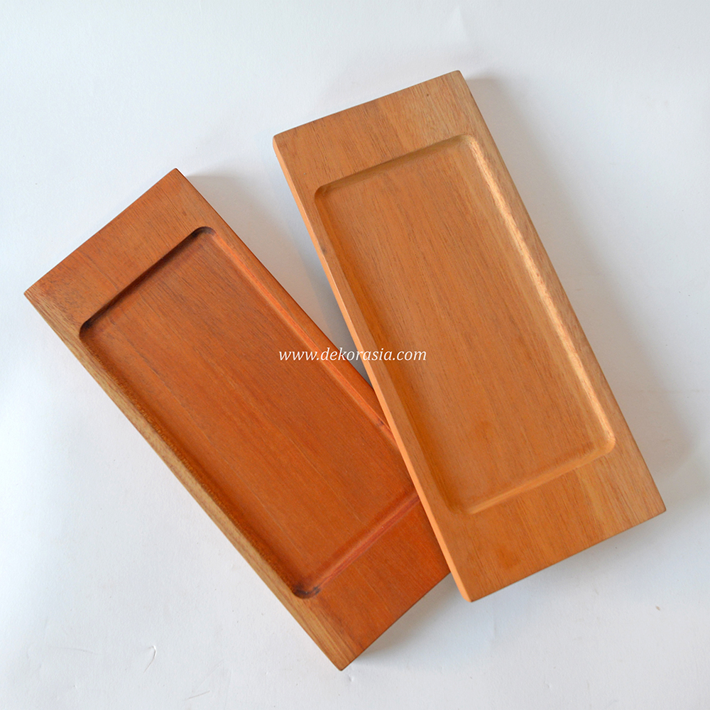 Natural Wood Tray, Rectangular Wood Serving Tray for Fruit, Snack, Dessert - Image 3
