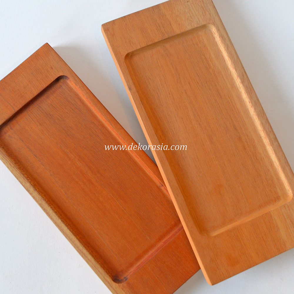 Natural Wood Tray, Rectangular Wood Serving Tray for Fruit, Snack, Dessert - Image 4