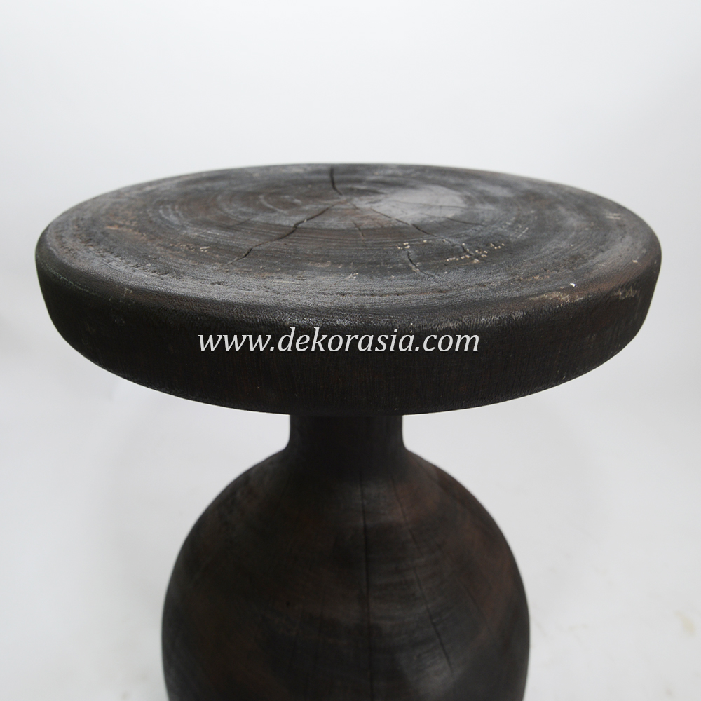 Black Wooden Stool Decorative, Unique mushroom shaped Stool, Solid Wood Stool Wood Furniture - Image 4