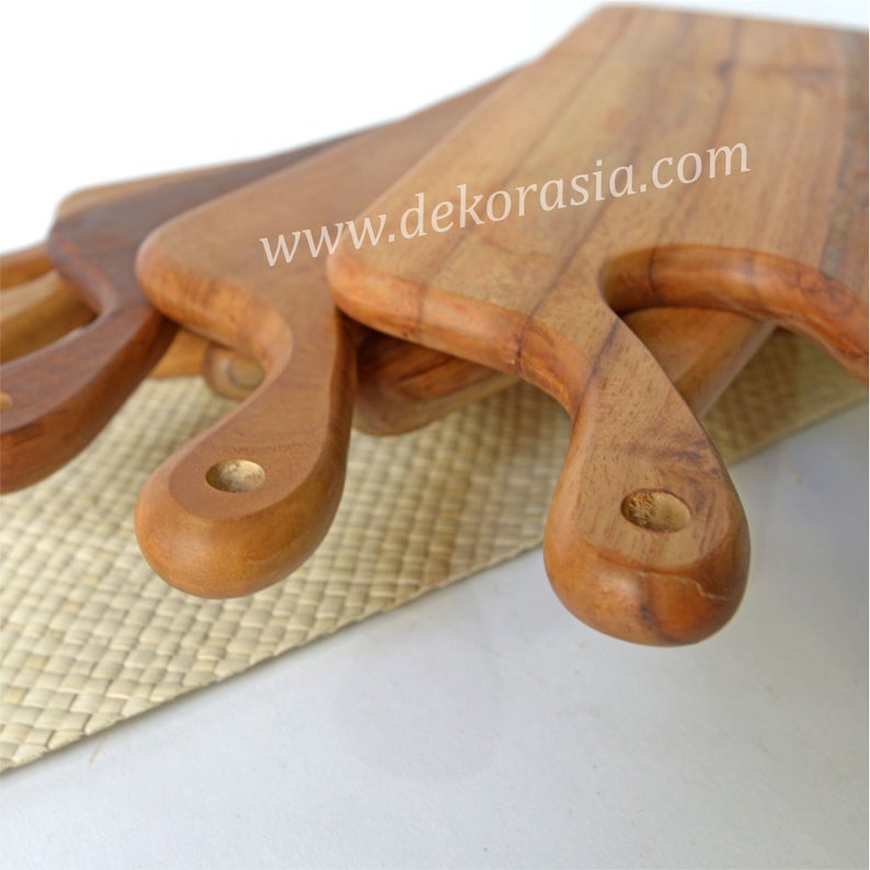 Wooden Antique Teak Cutting Board with Handle Size 14 inches, Wood Cutting Board Vegetable - Image 4