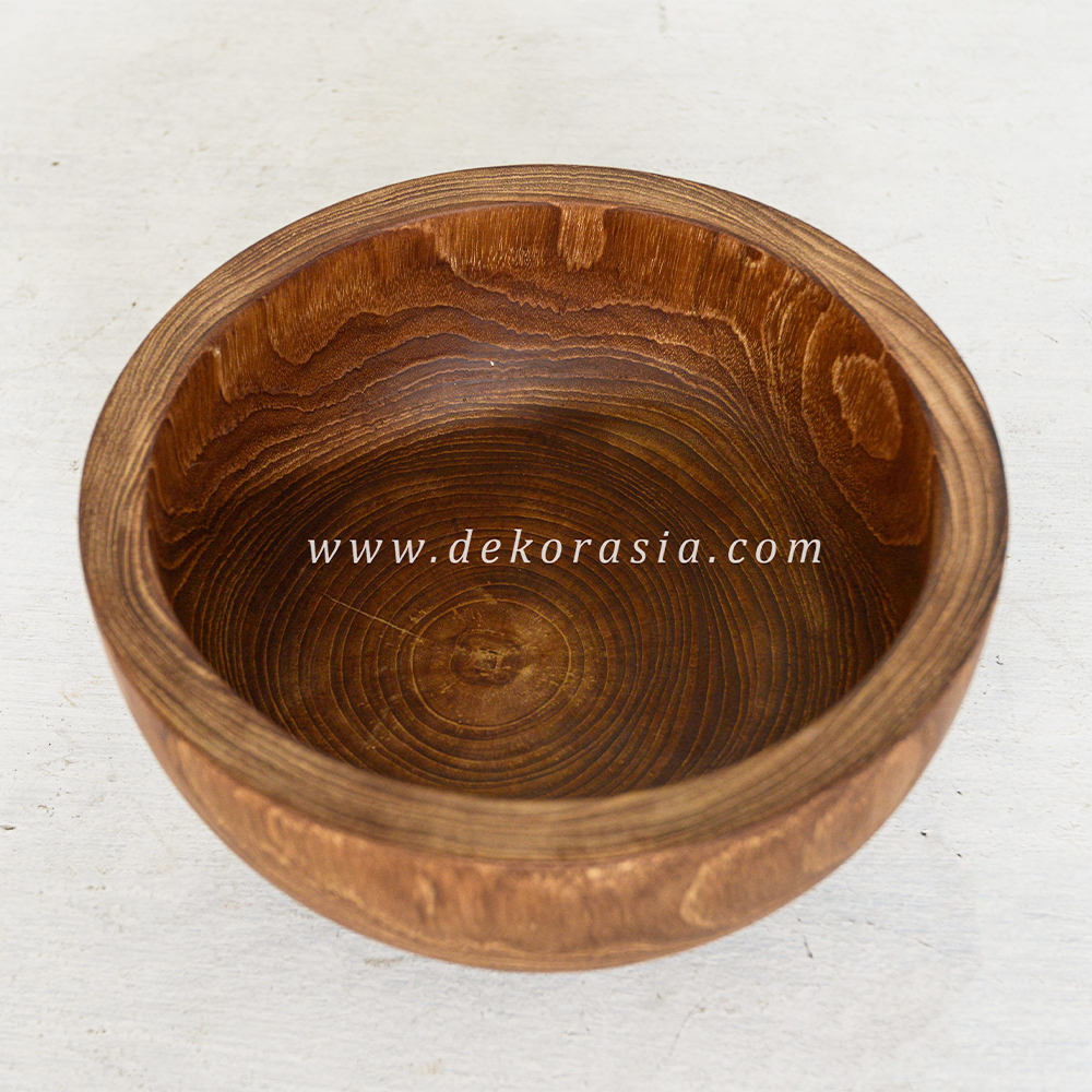Wooden Bowl Fruit Salad Soup Bowl, Rustic Handmade Wooden Bowls - Image 1