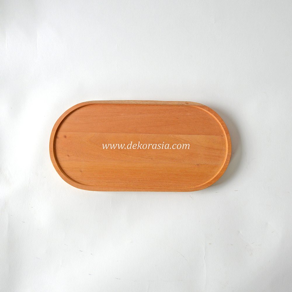 Solid Wooden Oval Tray, Tableware Wooden Tray - Image 2