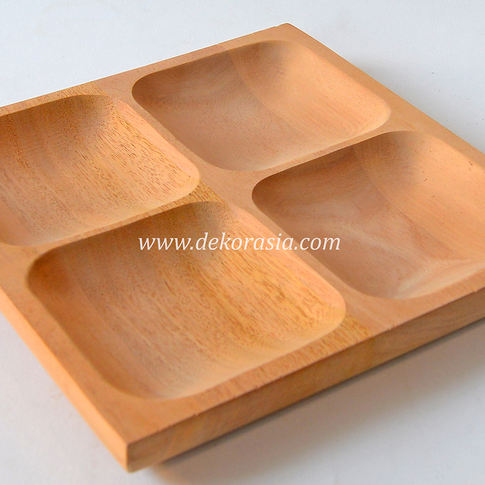 Natural Wooden Square Tray with 4 Compartment Eco-friendly - Image 4