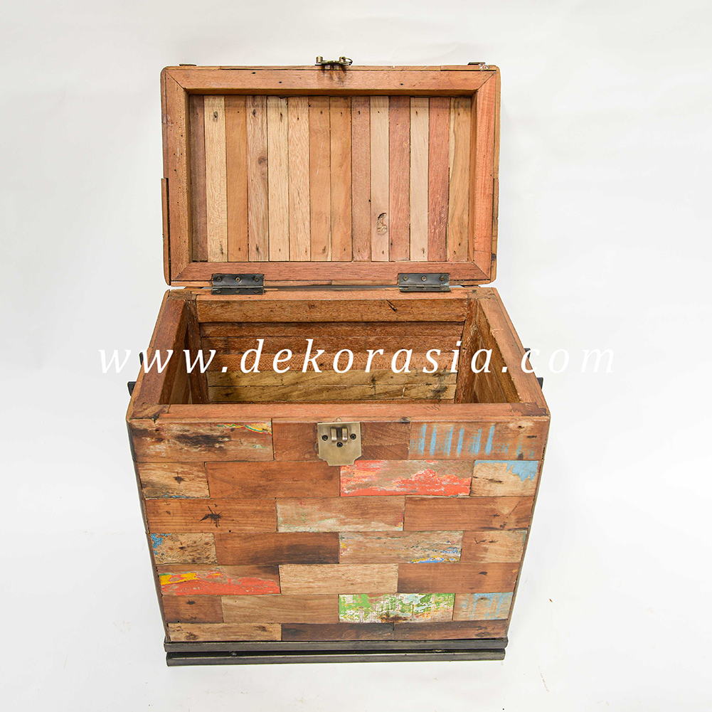 Wooden Chest Box, Vintage Wood Treasure Chest Box Decorative Storage Chest Box with Lock, Storage Boxes - Image 3