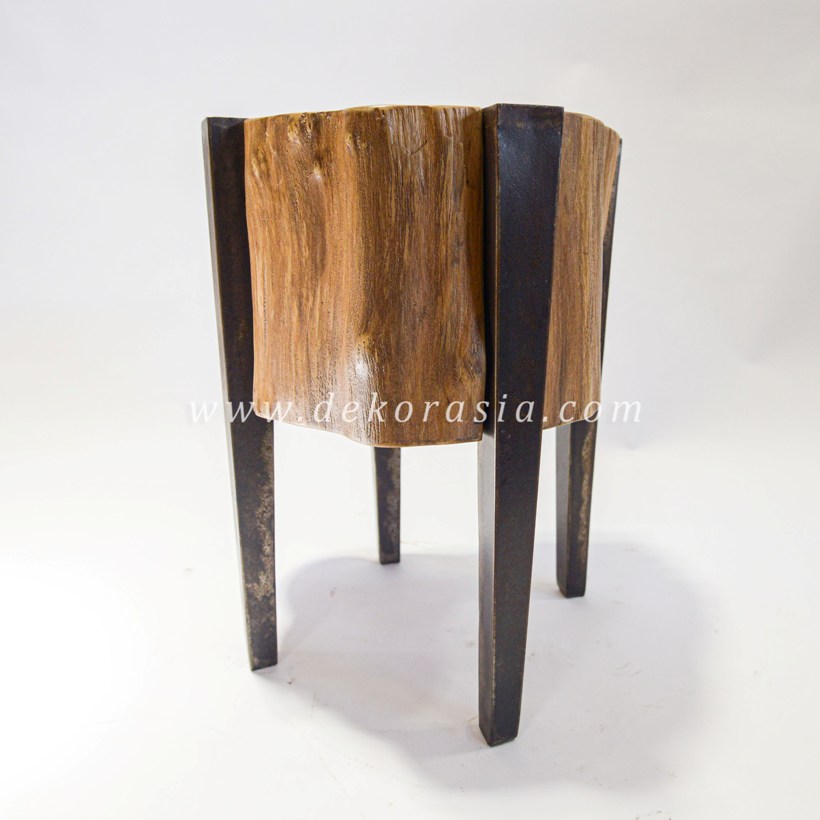 Wood and Metal Industrial Side Table, Wooden Tables for Home Furniture, Solid Wood Table Living Room - Image 2