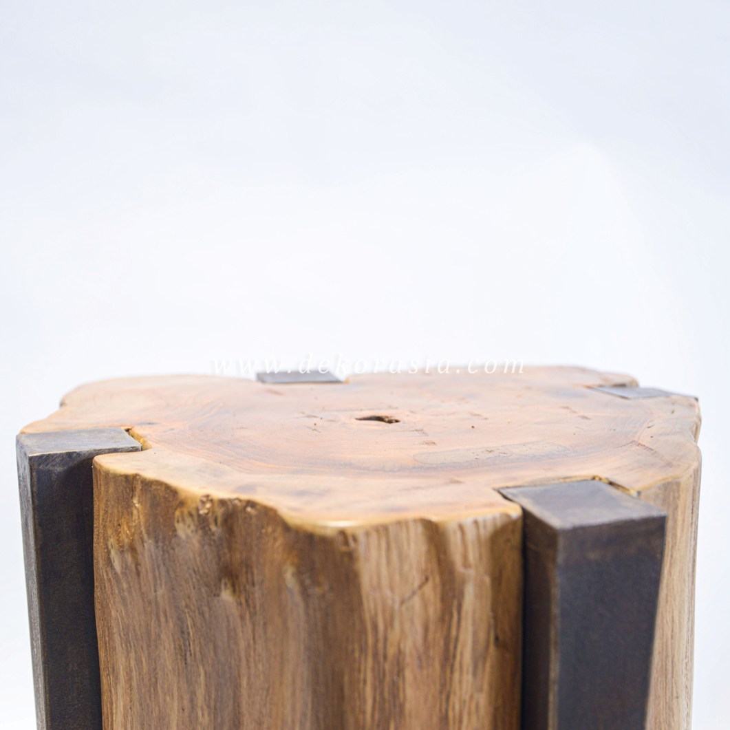 Wood and Metal Industrial Side Table, Wooden Tables for Home Furniture, Solid Wood Table Living Room - Image 3