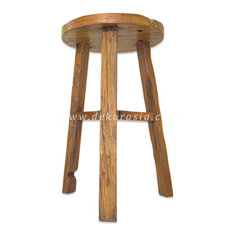 Round Rustic Stool - Wooden Stools for Home Furniture - Image 2