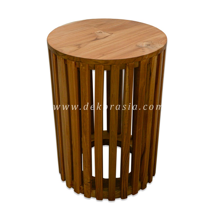 Slatted Wooden Stool - Wooden Stools for Home Furniture - Image 1